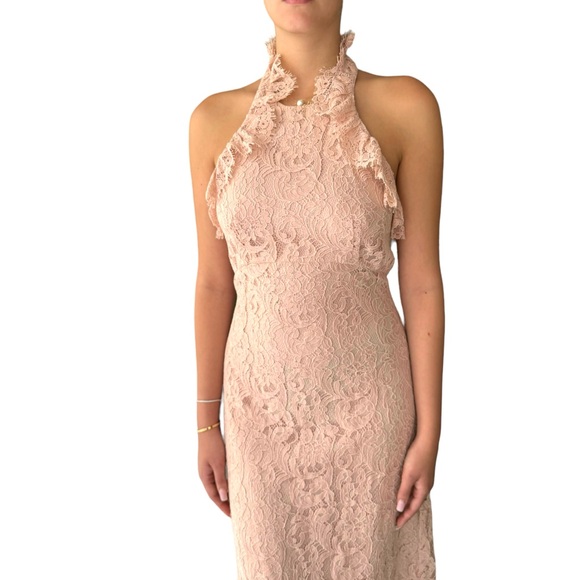 Nanette Lepore Blush Laced Ruffled Cotton Backless Cocktail Midi Dress Women’s 4 - Picture 9 of 16